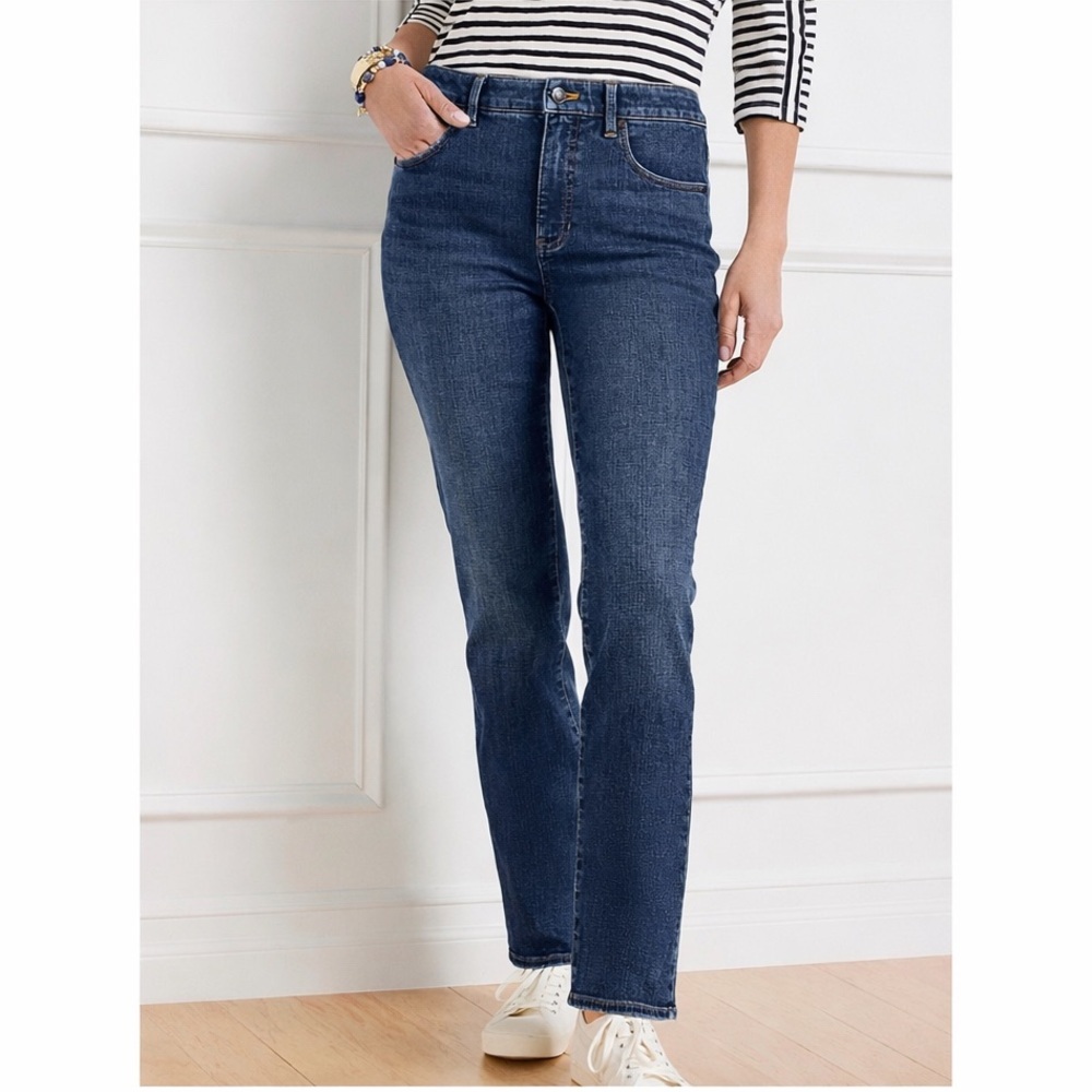 Talbots Womens Straight Leg‎ Blue Denim Jeans Cotton Casual Chic Everyday Size 8